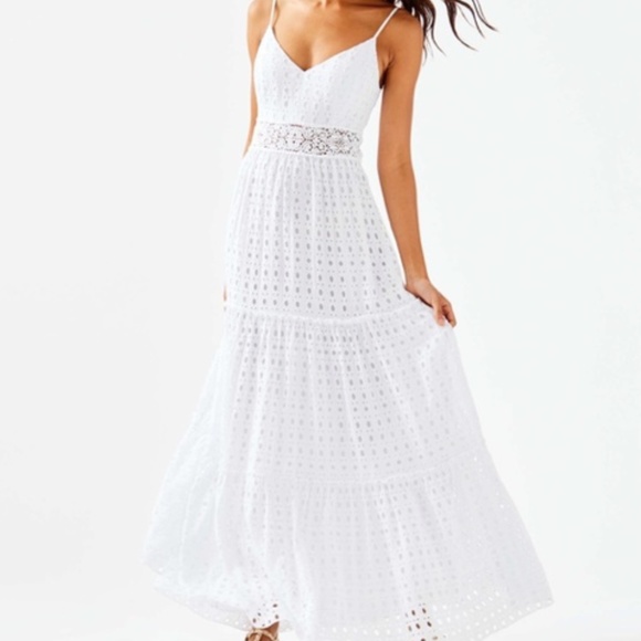 white maxi eyelet dress